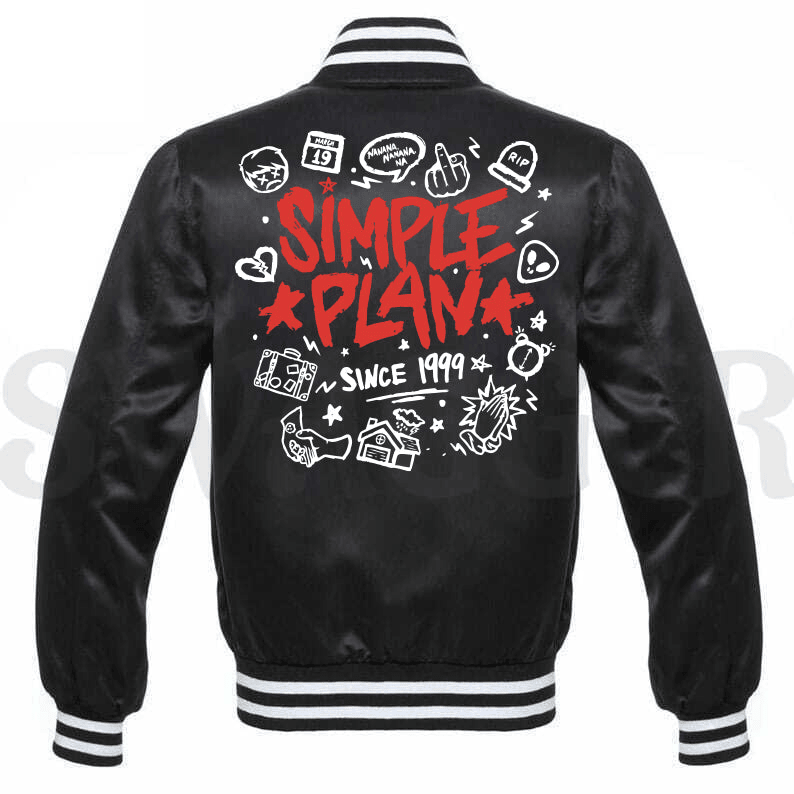 Simple Plan Merch Doodle Satin Jacket Gifts For My Husband-1 Simple Plan Merch Doodle Satin Jacket Gifts For My Husband-1