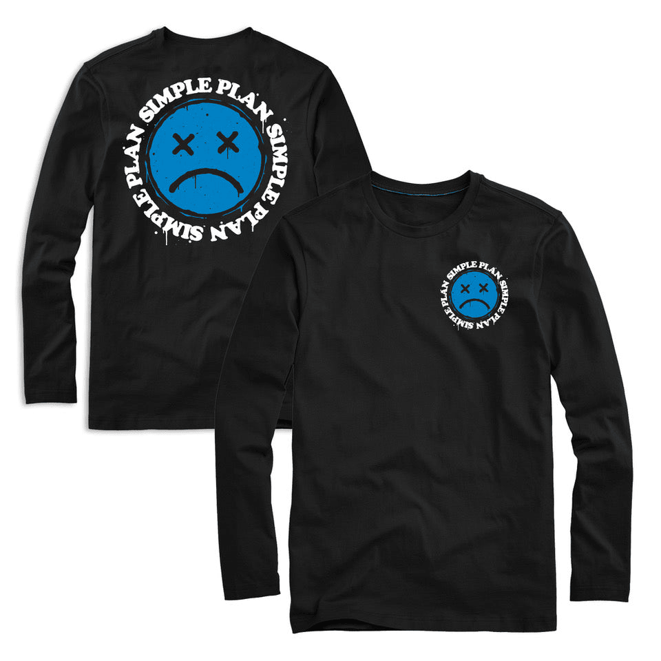 Simple Plan Merch Sad Face Long Sleeve T-shirt Gifts For Friends-1