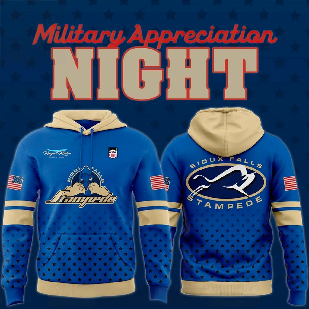 Sioux Falls Stampede Military Appreciation Night 2025 Hoodie Fan Merch Dad Christmas Gifts-1