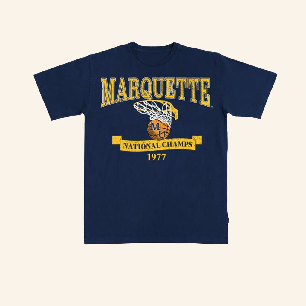 Slam Goods Merch Marquette 77 NCAA Champs T-Shirt Gift Ideas For Fans-1