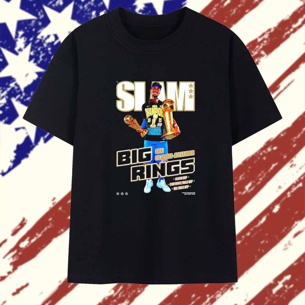 Slam Shai Gilgeous Alexander Big Rings 2025 NBA Champions T-Shirt Fan Merch Him Gifts-1 Slam Shai Gilgeous Alexander Big Rings 2025 NBA Champions T-Shirt Fan Merch Him Gifts-1