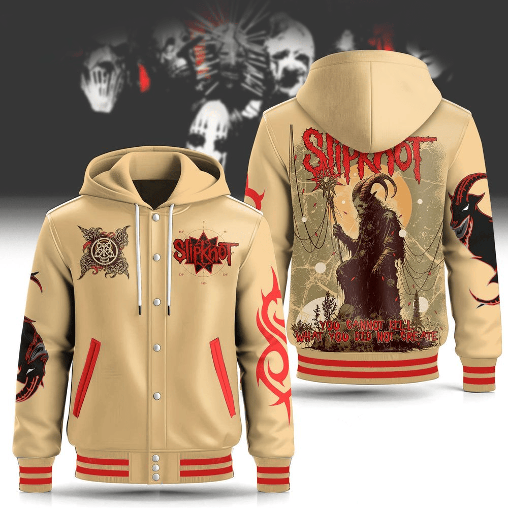 Slipknot Rock Band Hooded Varsity Jacket Slipknot Merch Music Lover Awesome Father's Day Gifts-1