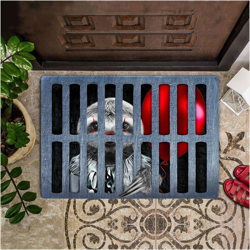 Sloth Clown Halloween Doormat Halloween Floor Mat House Inside Halloween Decorating Ideas-1