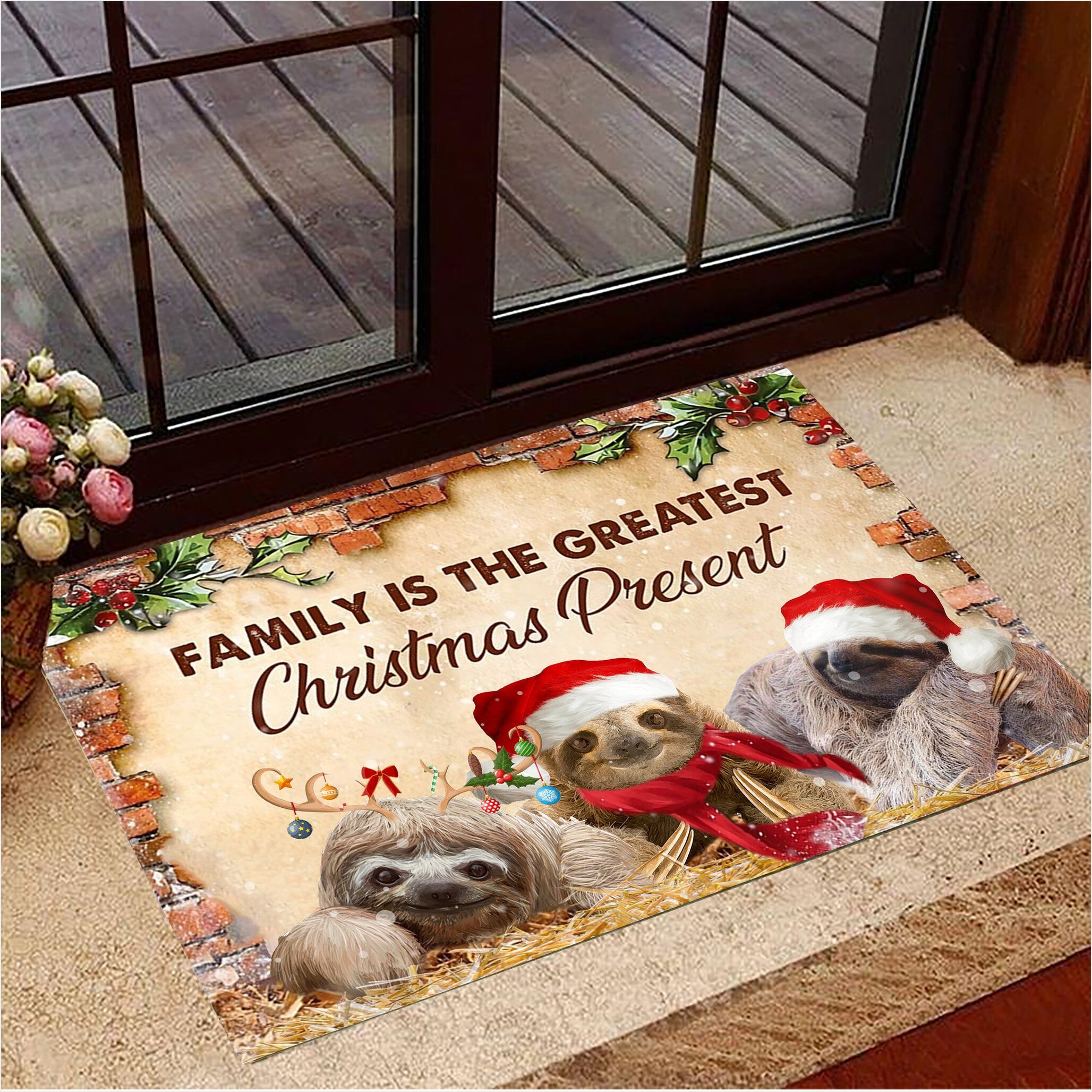 Sloth Family Is Great Christmas Present Holiday Doormat Best Family Christmas Gifts 2021-1