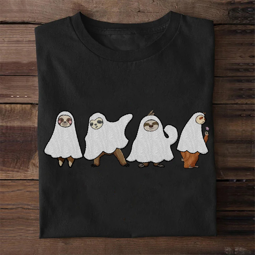 Sloth Ghost T-Shirt Happy Halloween Funny Shirts Gifts For Sloth Lovers-1