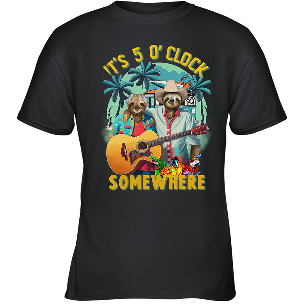Sloth It's 5 O'Clock Somewhere Shirt Hawaiian Sloth Unique T-Shirt Design Gifts For Friends-1