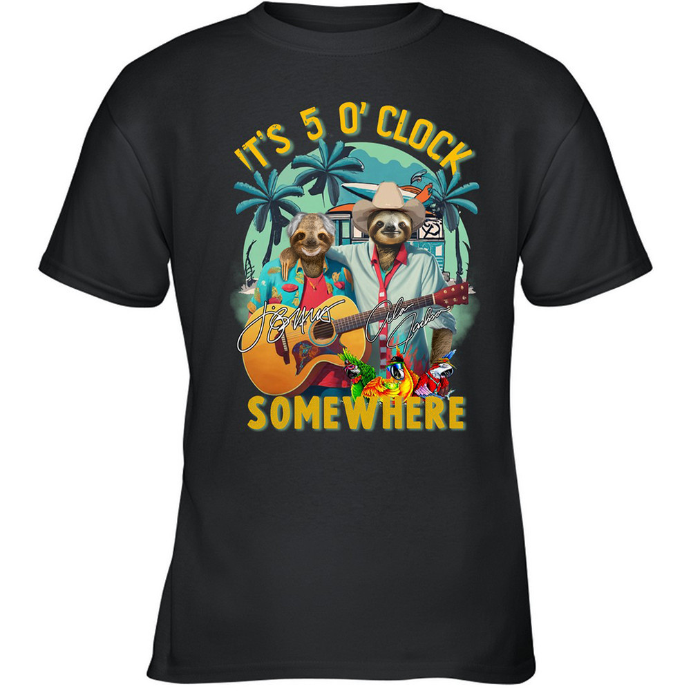 Sloth It's 5 O'Clock Somewhere Shirt Hawaiian Theme Sloth T-Shirt Gifts For Him Her-1