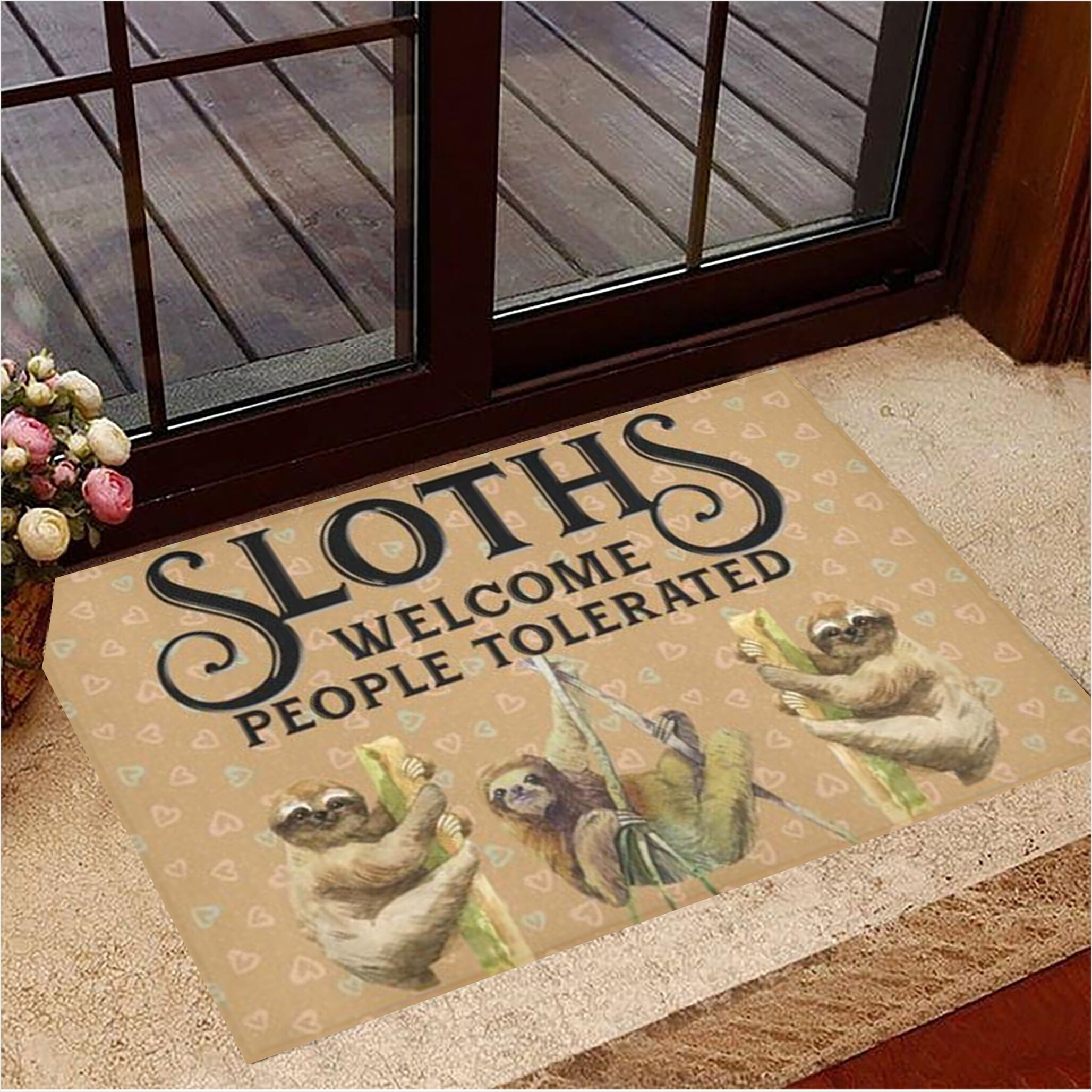 Sloths Welcome People Tolerated Doormat Modern Welcome Mat Gifts For Sloth Lovers Gifts For BFF-1