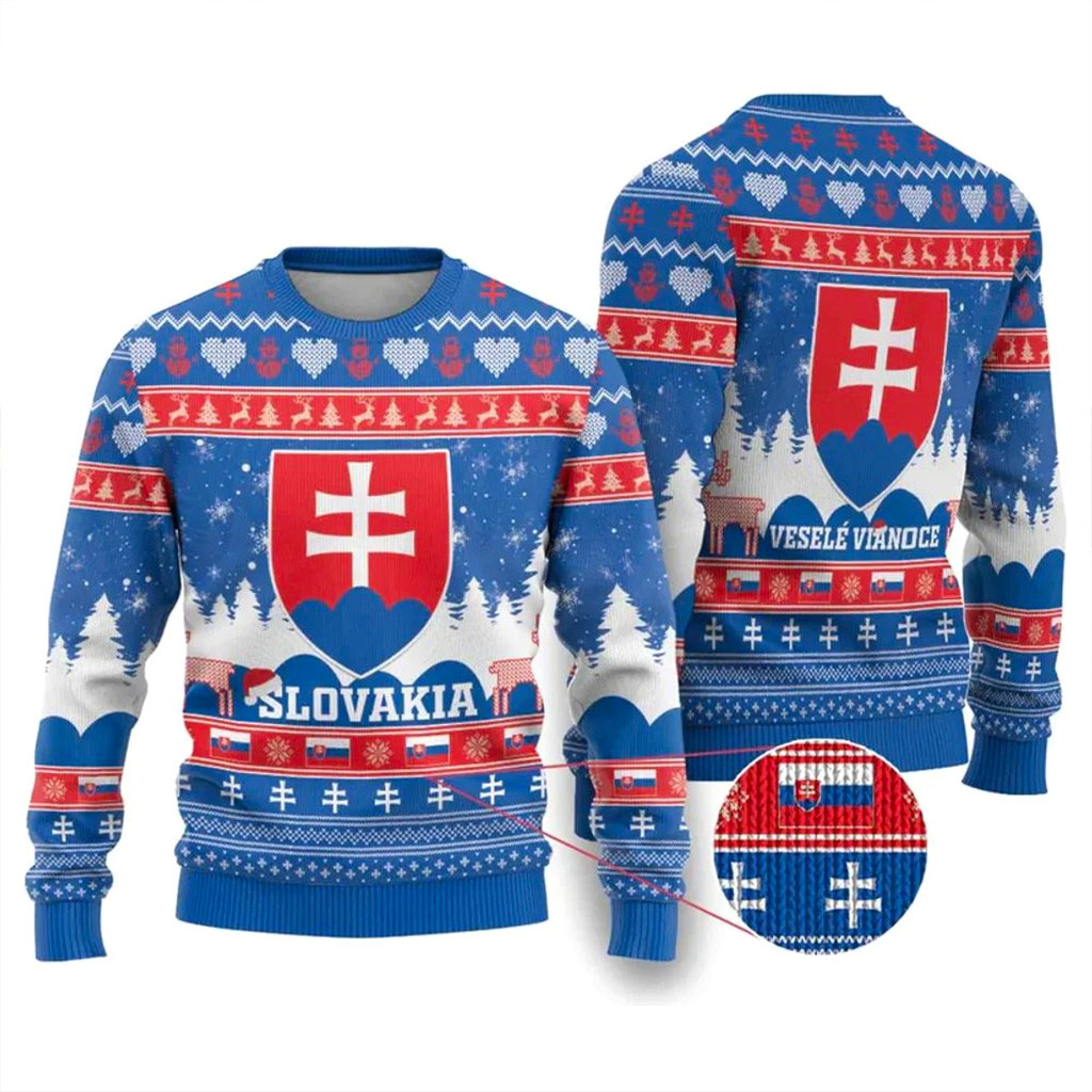 Slovakia Christmas Ugly Christmas Sweater Vesele Vianoce Sweater Xmas Gifts For Dad-1