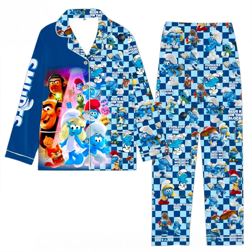 Smurfs Satin Pajamas Set Smurfs Merch Christmas Gift Ideas For Girlfriend-1
