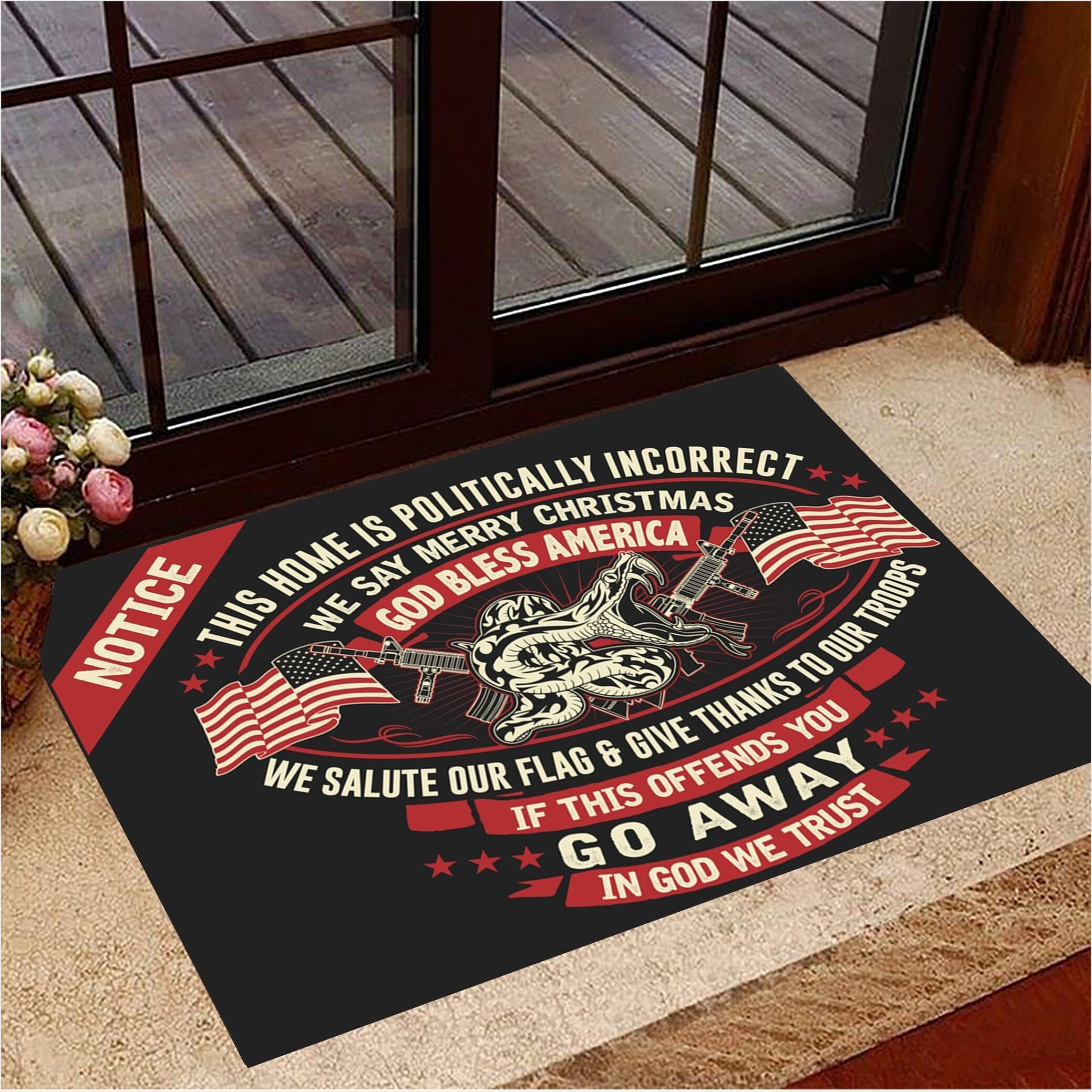 Snake Notice This Home Is Politically Incorrect We Say Merry Christmas Doormat Indoor Door Mats-1