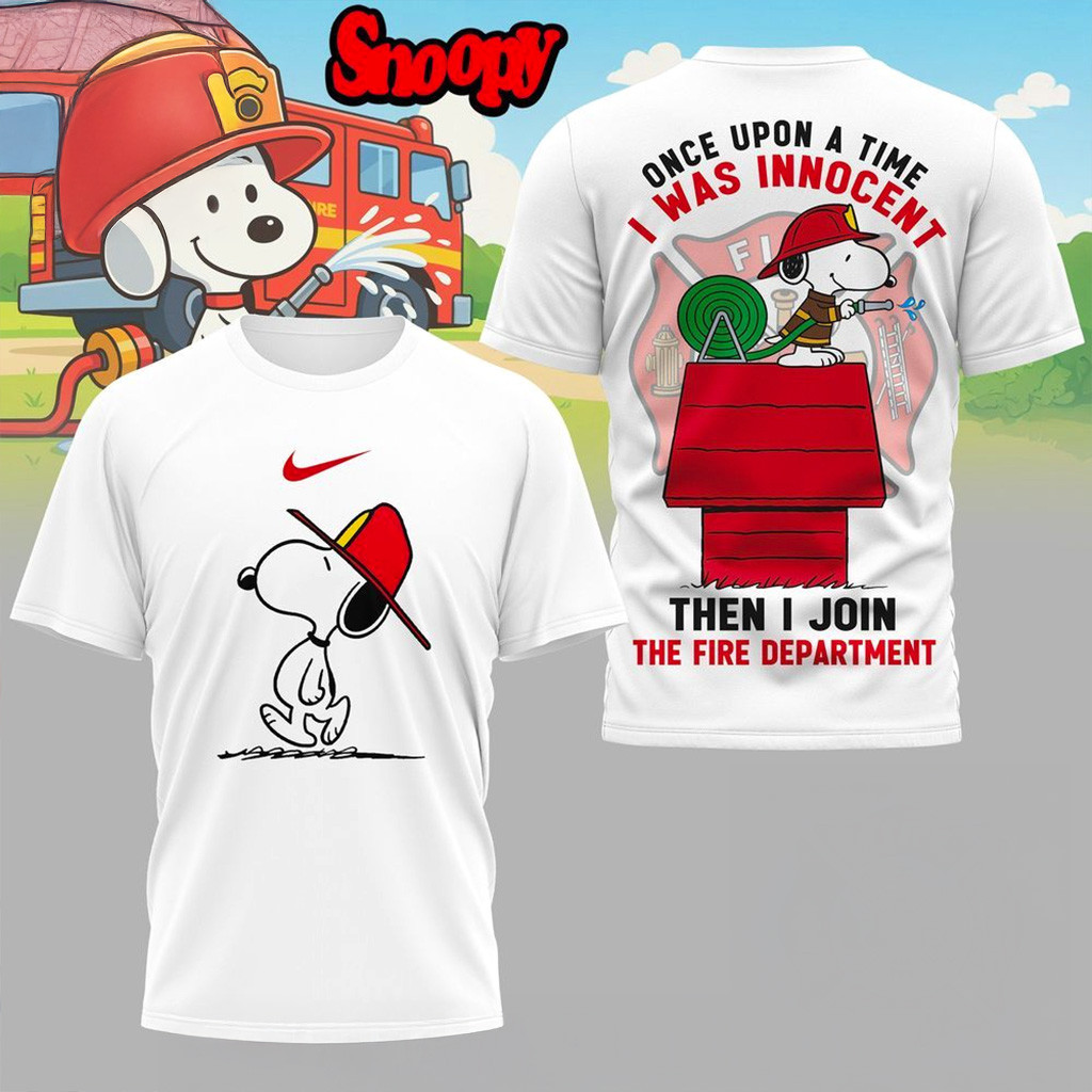 Snoopy Firefighter I Was Innocent Then I Join T-Shirt Snoopy Merch Xmas Gifts For Son-1