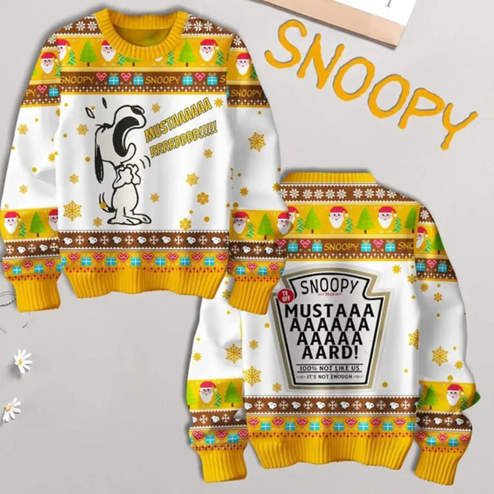 Snoopy Mustard It's Not Enough For Peanuts Christmas Ugly Sweater Gifts For Movie Fans-1