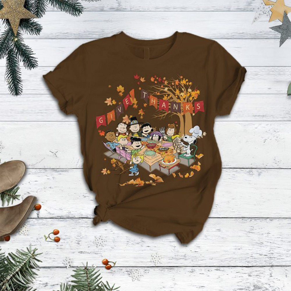 Snoopy Peanuts Give Thanks T-Shirt Gifts For Movie Fans-1