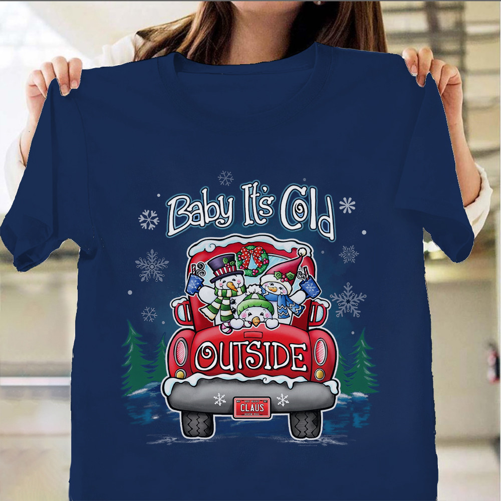 Snowman Baby It's Cold Outside Christmas T-Shirt Cute Christmas Shirts For Adults-1