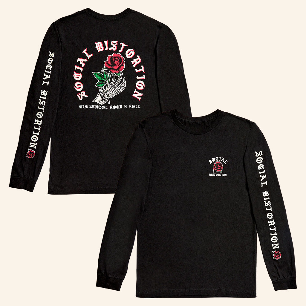 Social Distortion Merch Skelly Rose Long Sleeve T-Shirt Gifts For Dad-1