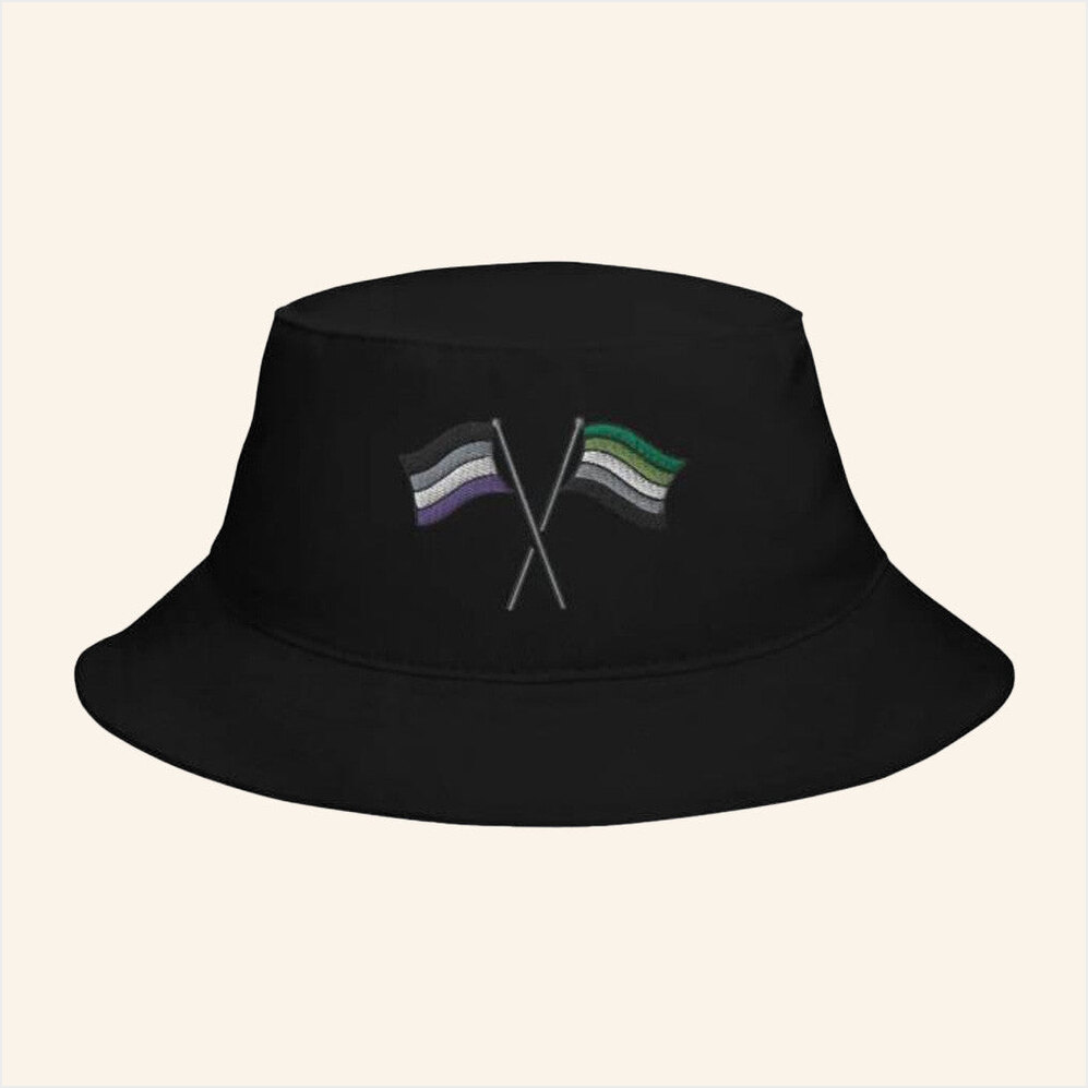 Sounds Fake Pod Merch Aro And Ace Flag Bucket Hat Birthday Gifts For Dad Gifts For Fans-1 Sounds Fake Pod Merch Aro And Ace Flag Bucket Hat Birthday Gifts For Dad Gifts For Fans-1