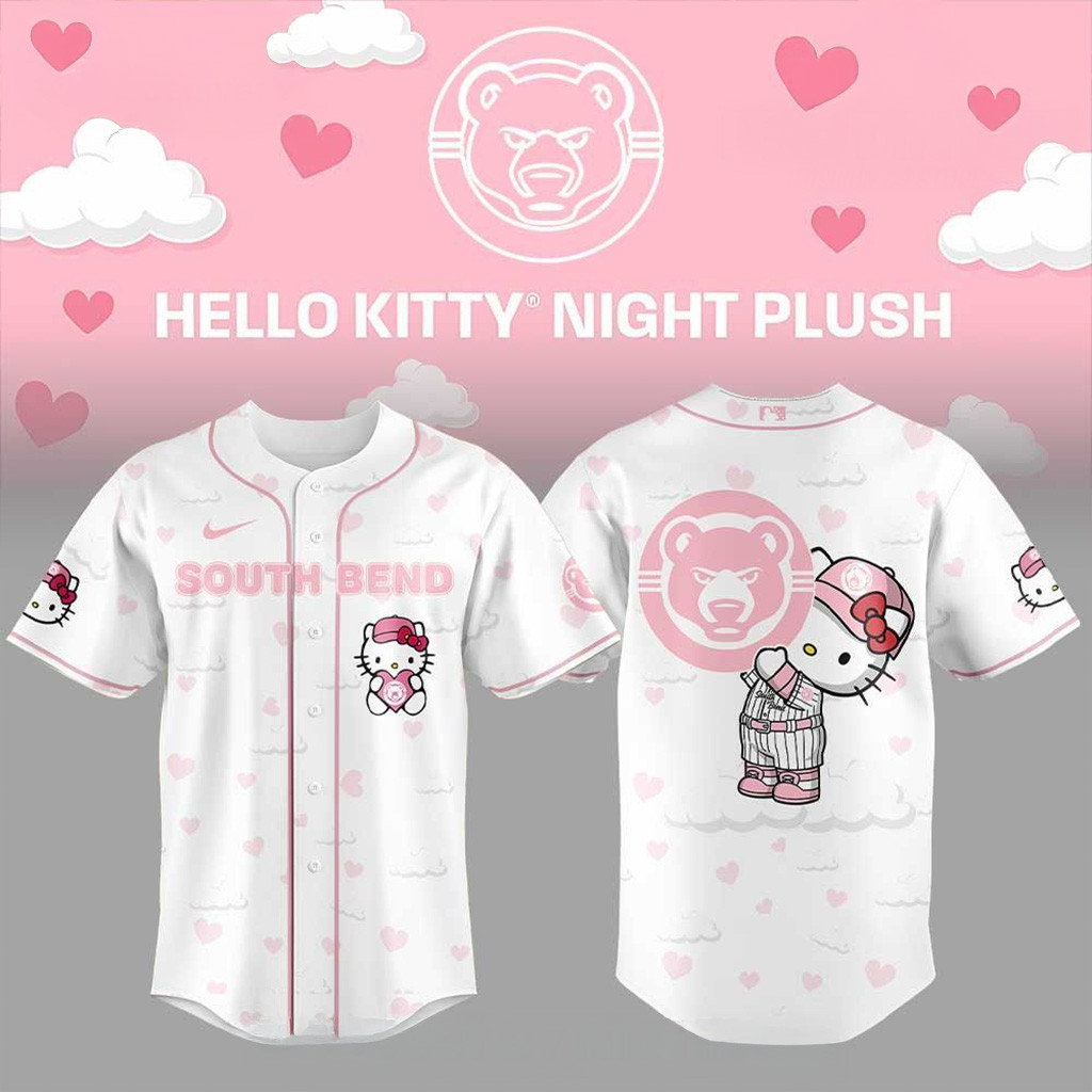 South Bend Cubs Hello Kitty Night 2025 Baseball Jersey South Bend Cubs Merch Daughter Gifts-1