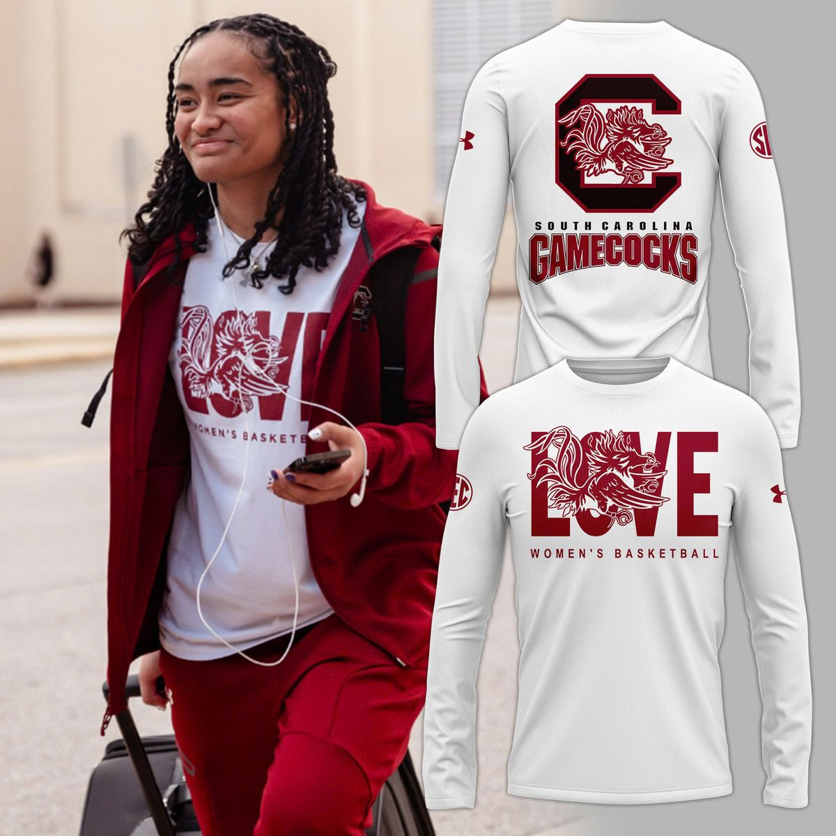 South Carolina Gamecocks Women's Basketball Long Sleeve Shirt Gifts For Fans-1 South Carolina Gamecocks Women's Basketball Long Sleeve Shirt Gifts For Fans-1