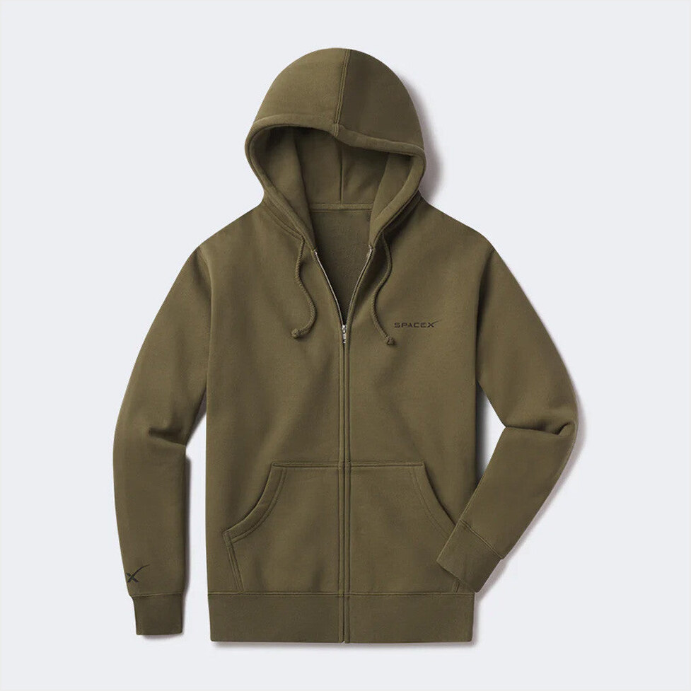 SpaceX Merch Military Green SpaceX Zip Hoodie Gift Ideas For Him Birthday Gifts For BFF-1