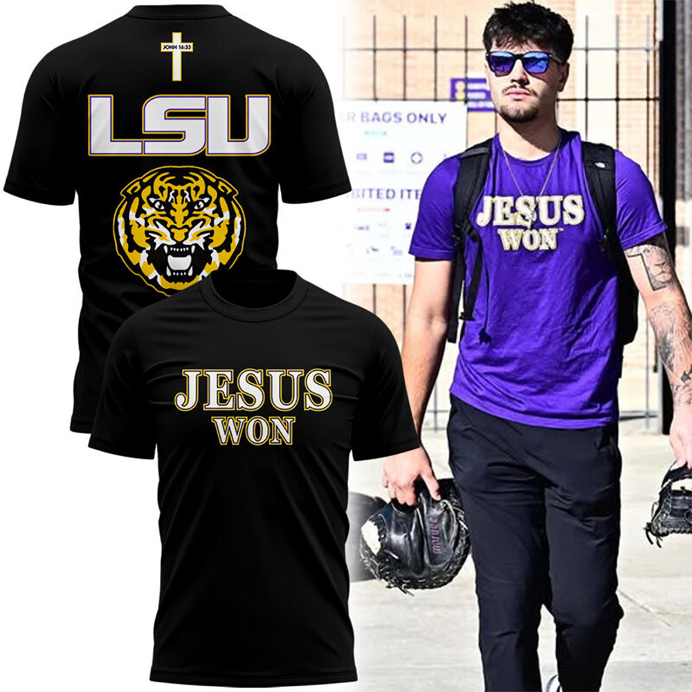 Special Edition Tigers JESUS WON Black TShirt Unisex Tshirt Gift For Dad-1