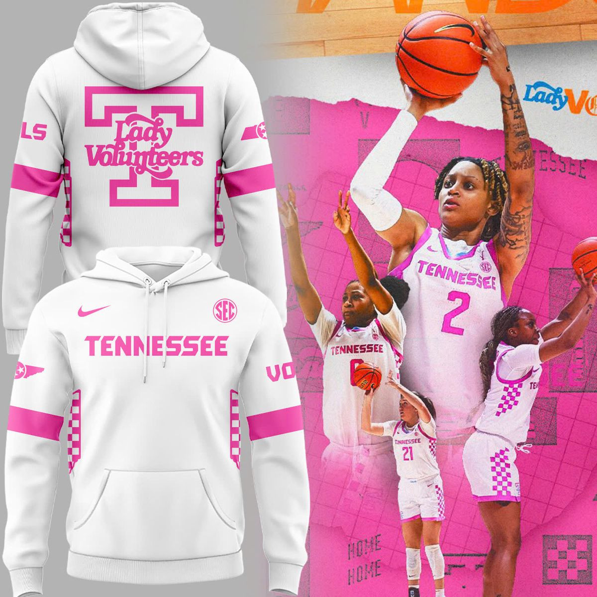 Special New Pink Uniform Lady Vols Hoodie Best Gifts For Basketball Lovers-1