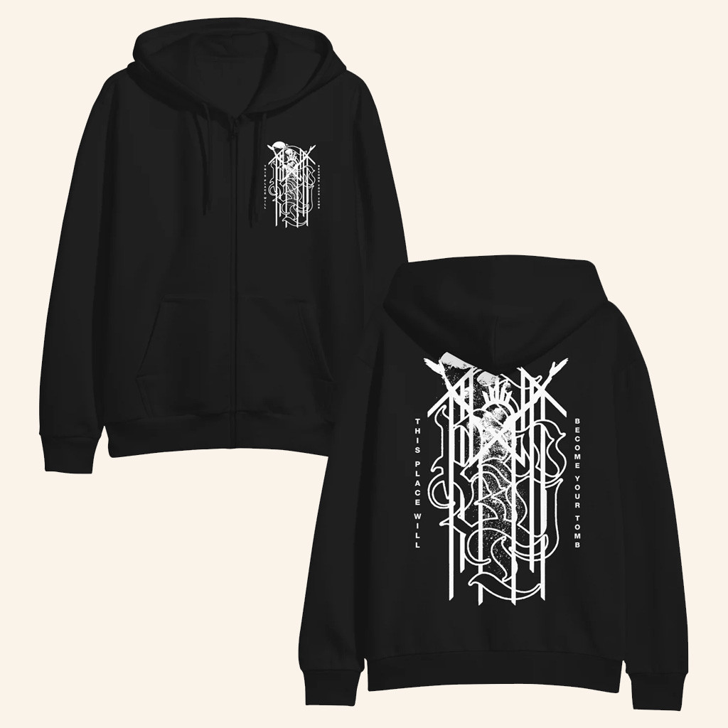 Spinefarm Merch Sleep Token This Place Will Become Your Tomb Black Zip Up Hoodie Him Gifts-1