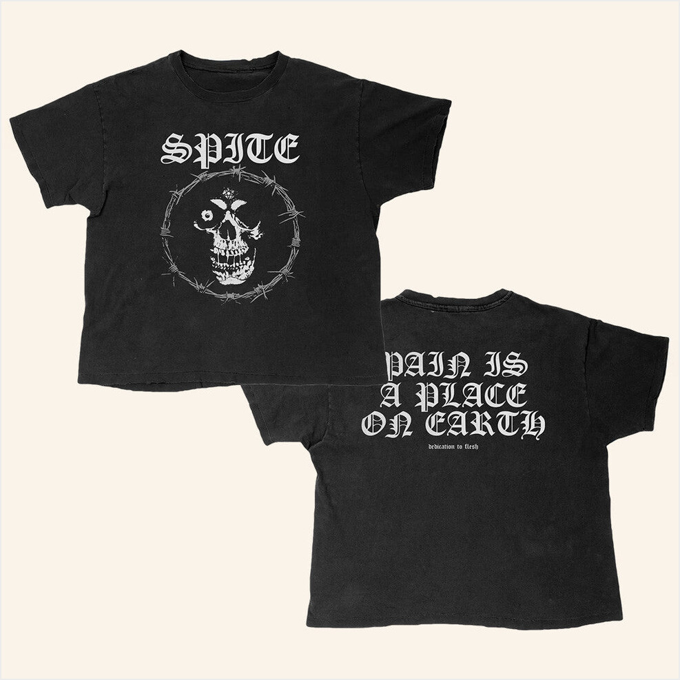 Spite Merch Barbed Skull Wash T-Shirt Birthday Ideas For Dad Birthday Gifts For Best Friend-1