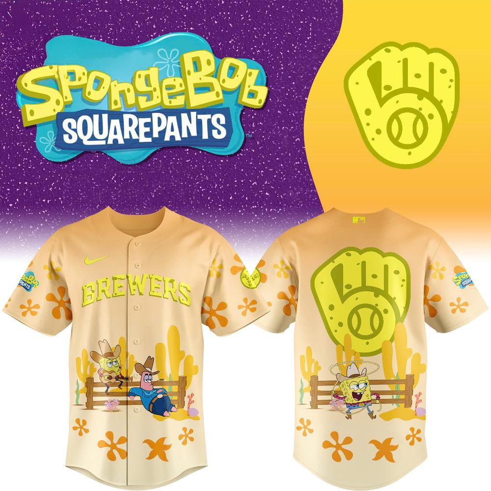 SpongeBob SquarePants Milwaukee Brewers Baseball Jersey Baseball Lover Gift Ideas-1 SpongeBob SquarePants Milwaukee Brewers Baseball Jersey Baseball Lover Gift Ideas-1
