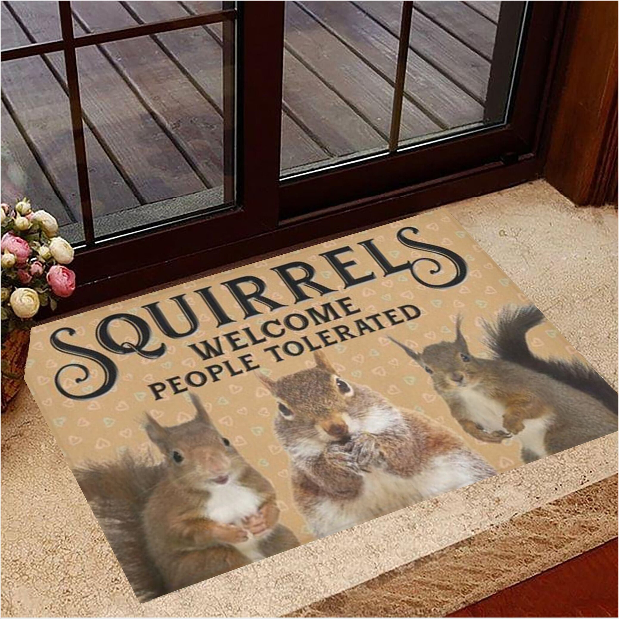 Squirrels Welcome People Tolerated Doormat Inside Door Mats New Home Gift Ideas Gifts For Fans-1