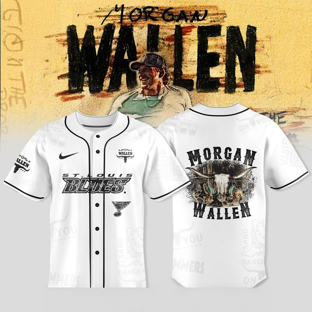 St Louis Blues X Morgan Wallen Tour Merch 2025 Jersey Blues Merch Best Gifts For Dad-1