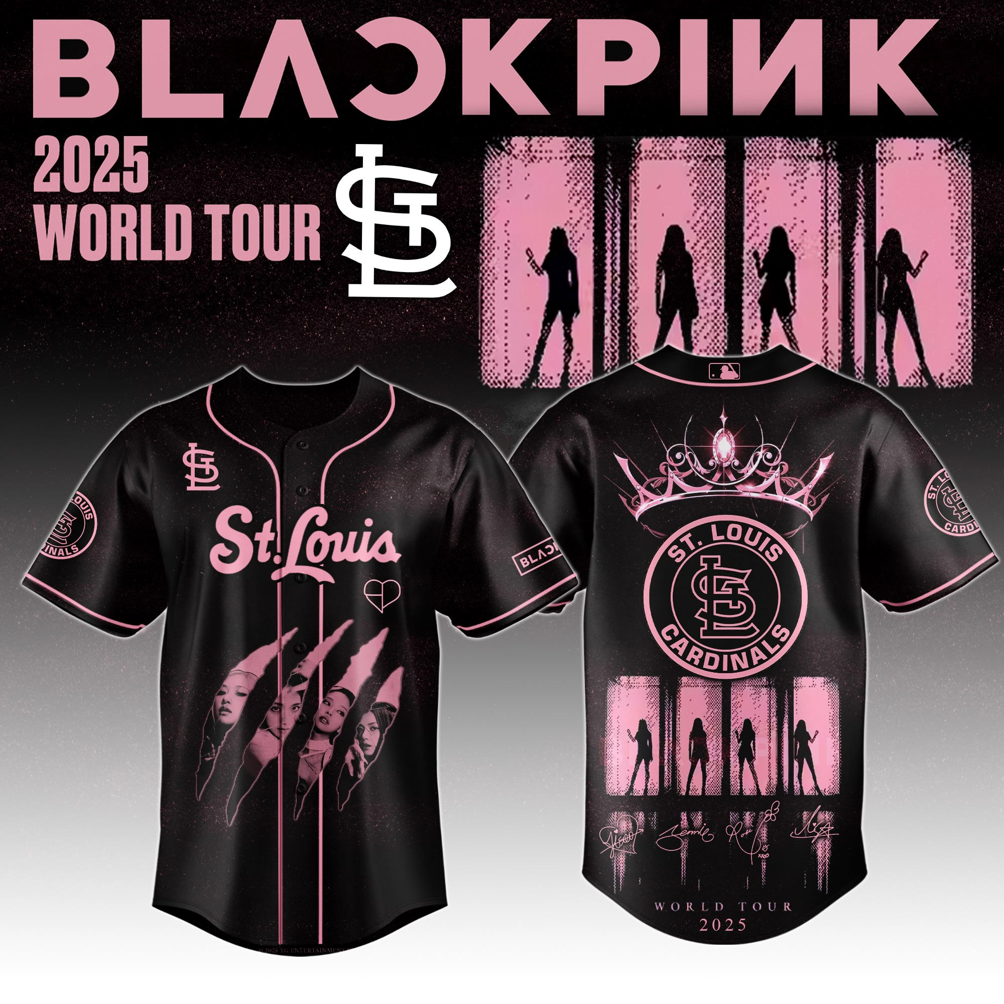 St Louis Cardinals Mlb X Black Pink World Tour Baseball Jersey For Fans Cardinals Merch-1