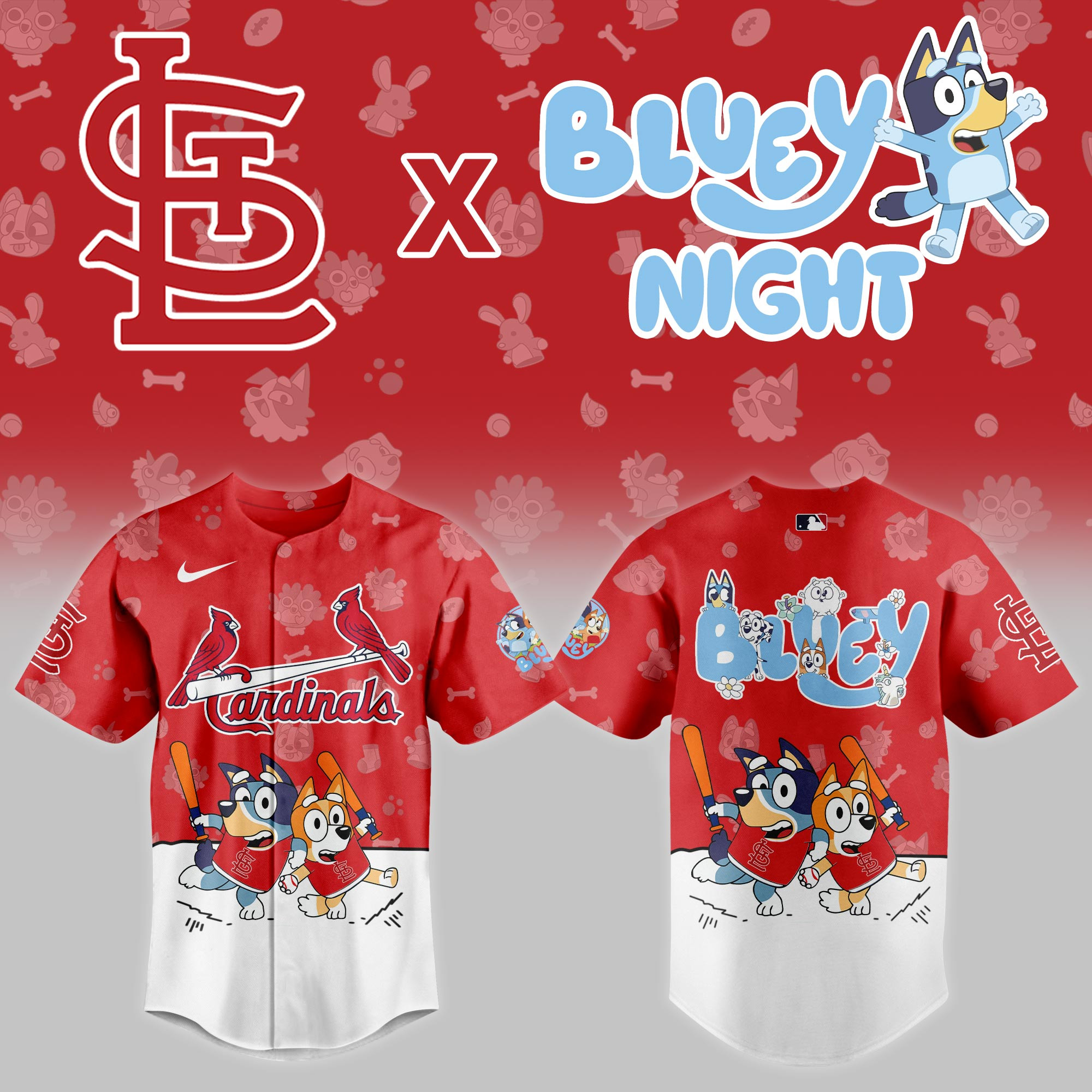 St Louis Cardinals Mlb X Bluey Night Baseball Jersey For Fan-1