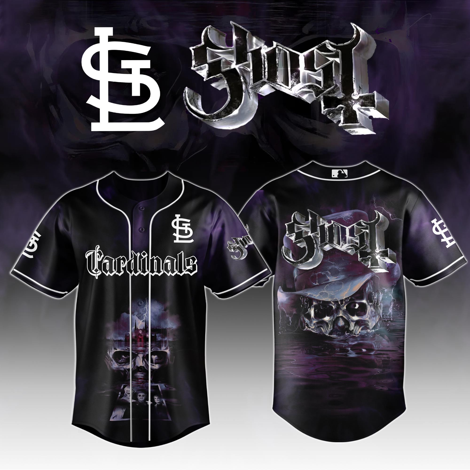 St Louis Cardinals Mlb X Ghost Skeletour World Tour Baseball Jersey For Fans-1