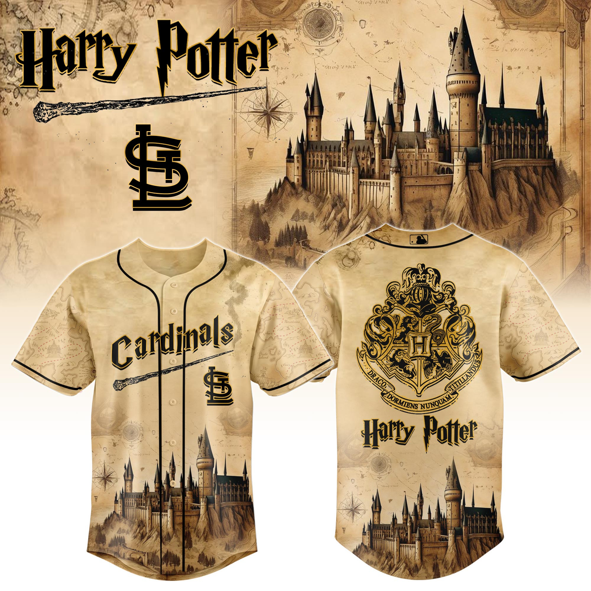 St Louis Cardinals Mlb X Harry Potter Hogwarts Baseball Jersey For Fan-1