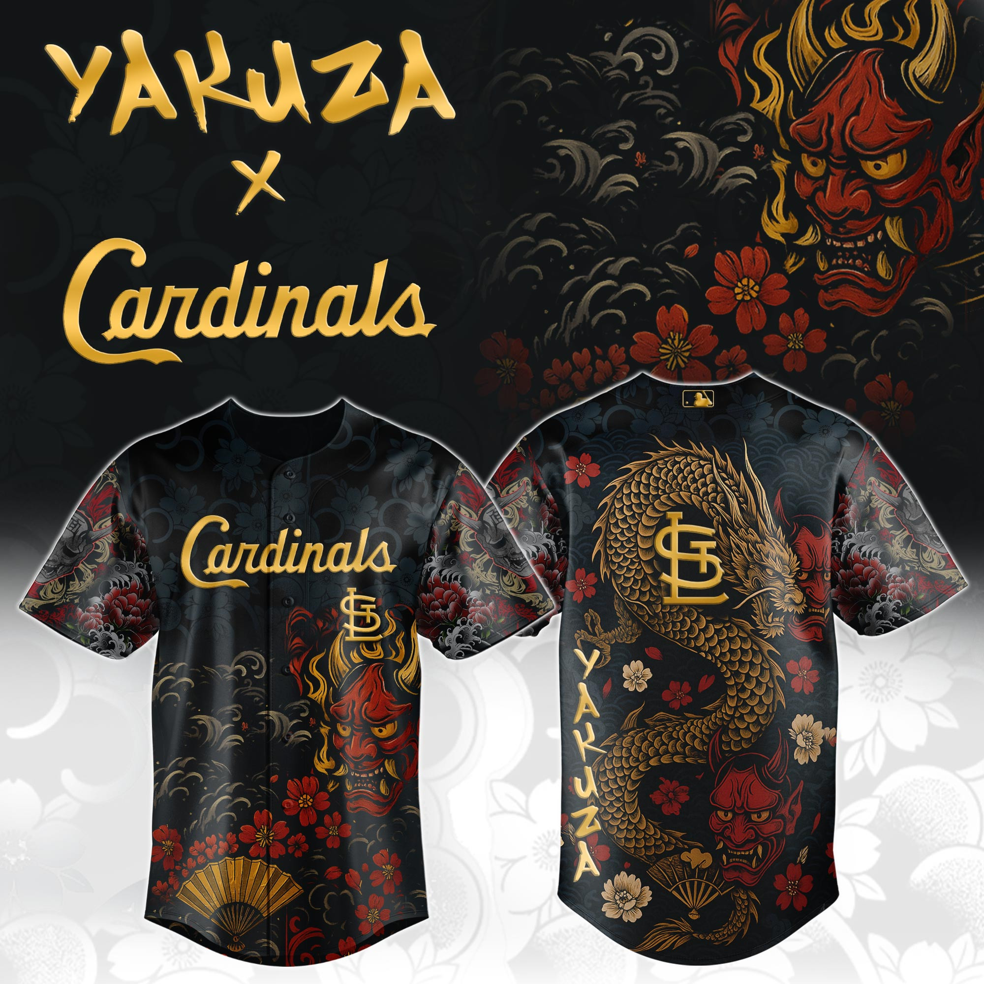 St Louis Cardinals Mlb X Yakuza Dragon Oni Baseball Jersey For Fans-1