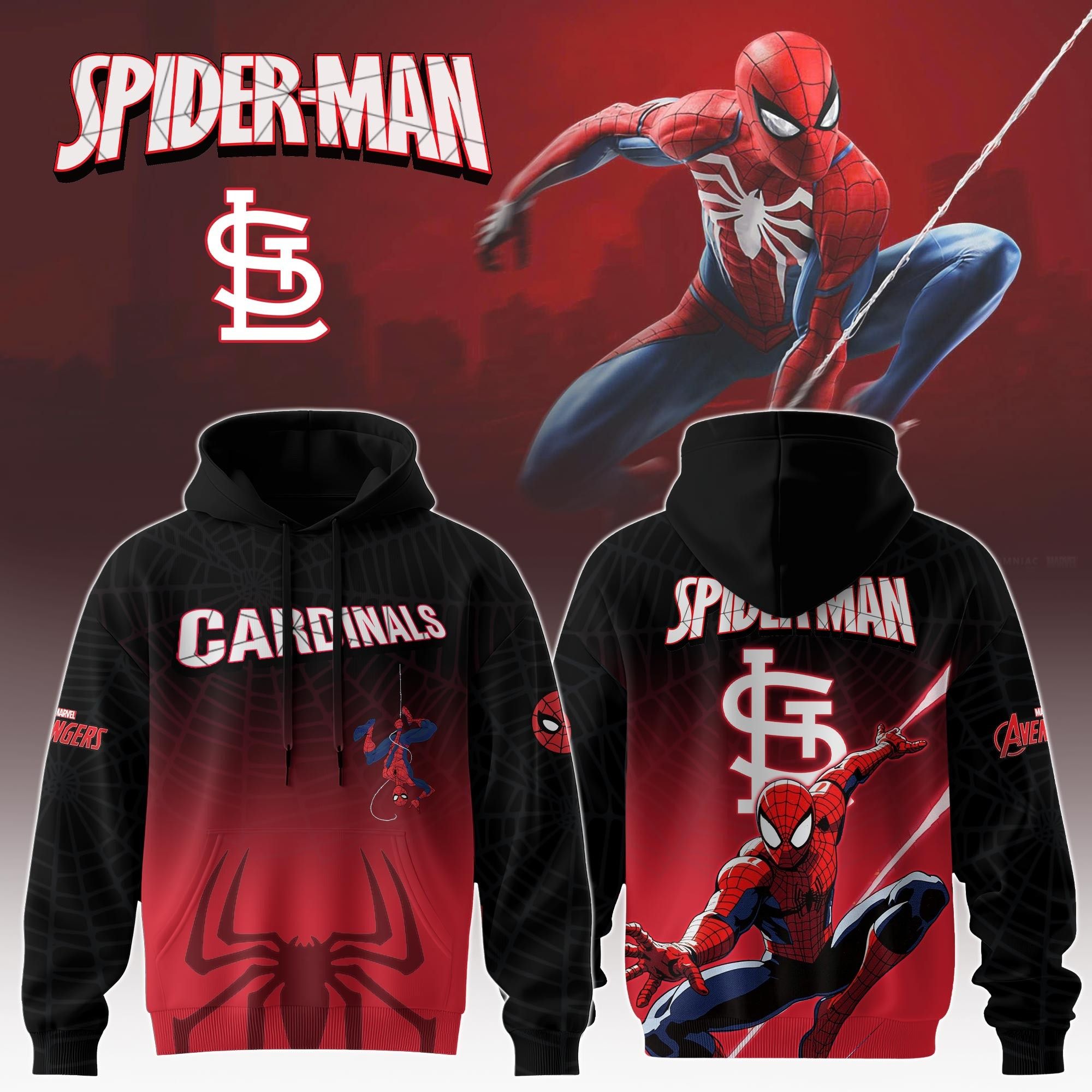 St Louis Cardinals x Spider Man Game Night Special Edition Hoodie St Louis Cardinals Merch-1