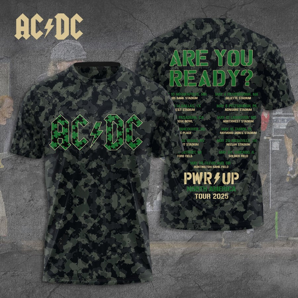 St Patrick's Day AC DC Pwr Up Tour 2025 Shirt Father'S Day Gifts Music Lover-1