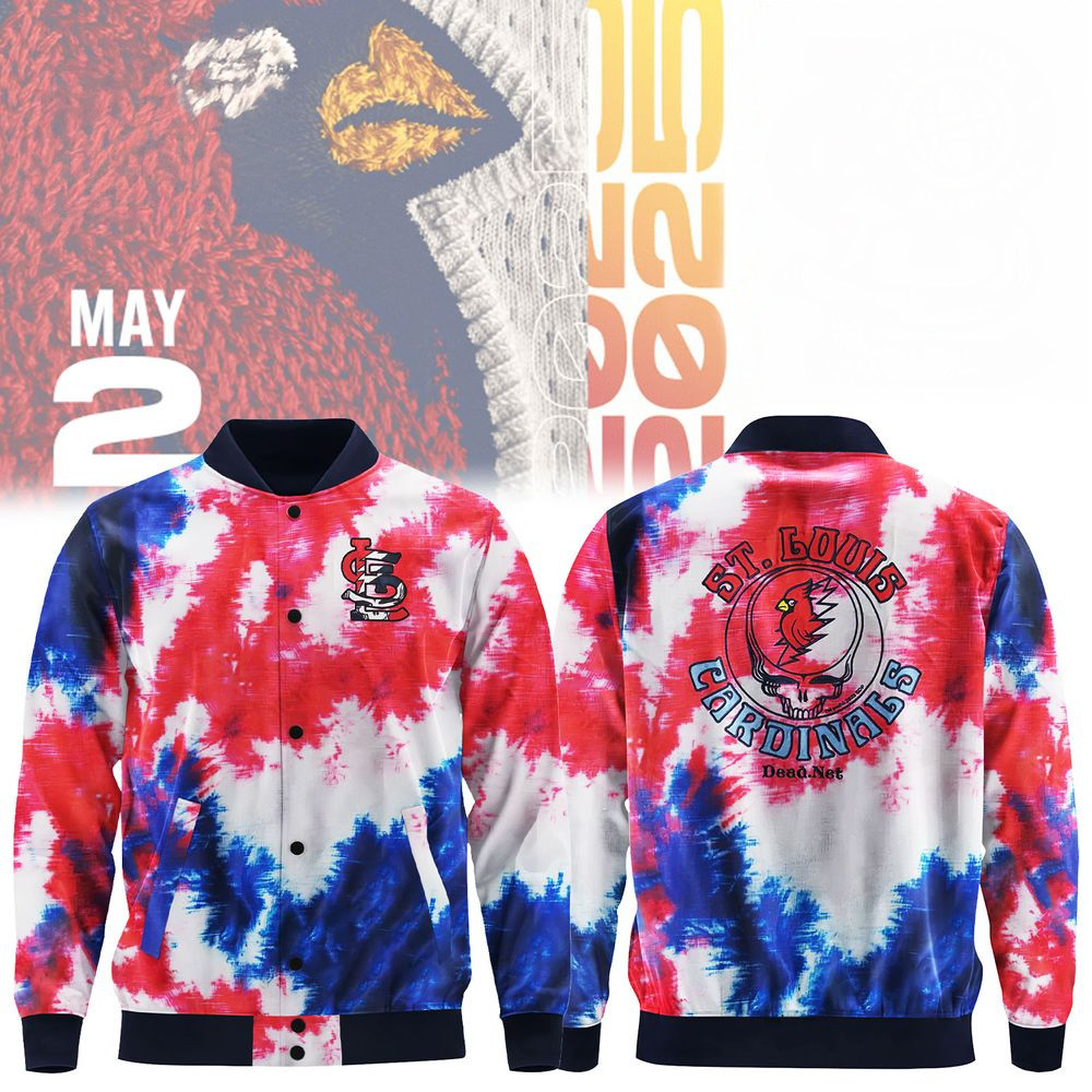 St. Louis Cardinals x Grateful Dead Collab Special Baseball Jacket St. Louis Cardinals Merch-1