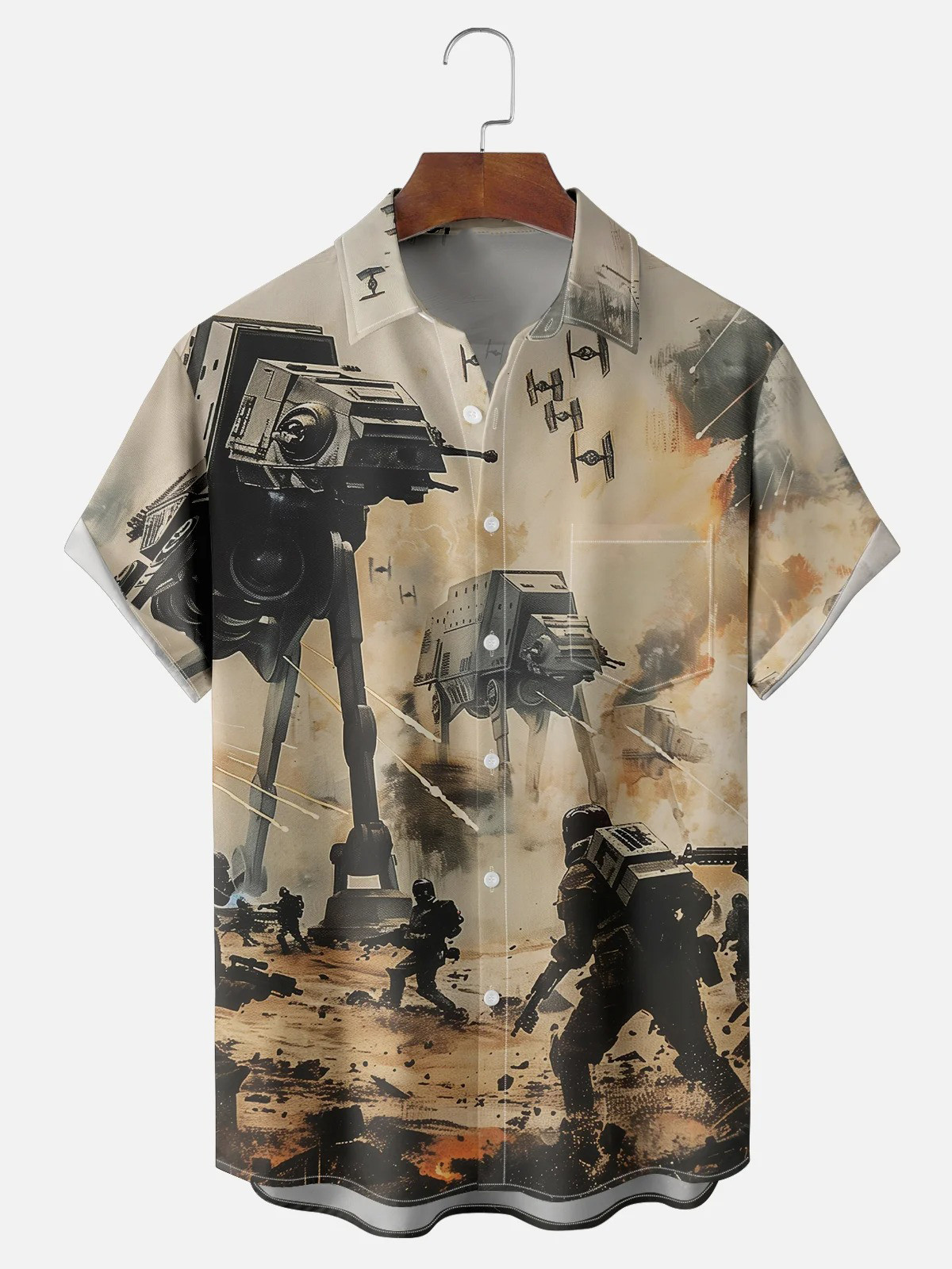 Star Chest Pocket Hawaiian Shirt-1