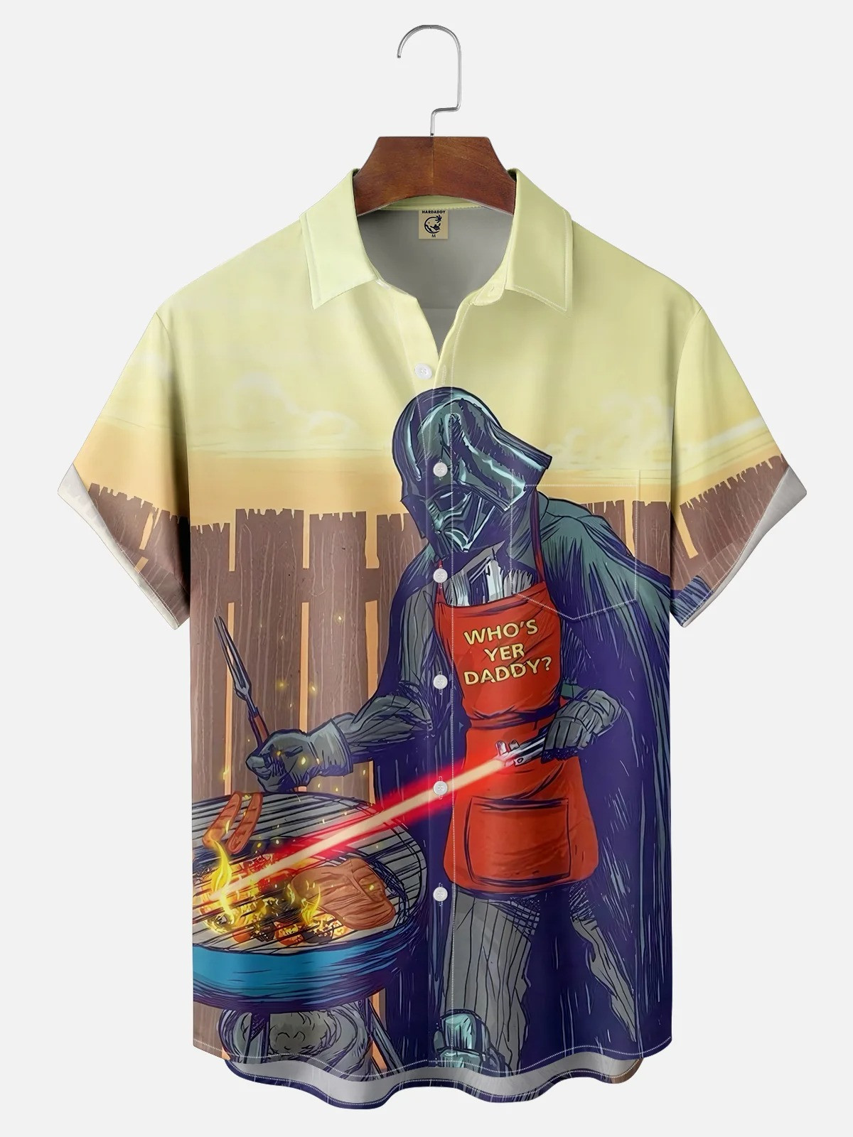 Star Robot Droid Grill Chest Pocket Hawaiian Shirt-1
