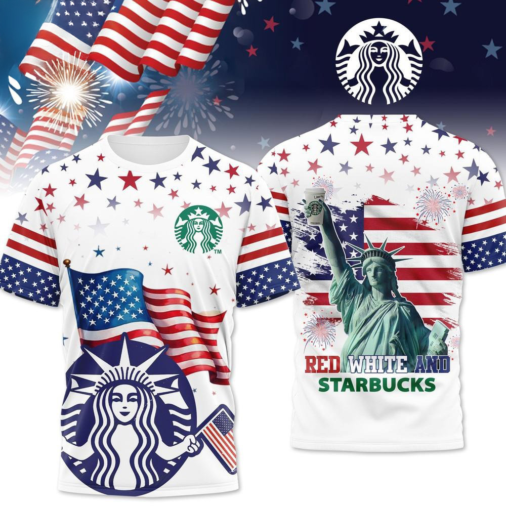 Starbucks Happy Independence Day T-Shirt 4th Of July Gifts For Dad-1