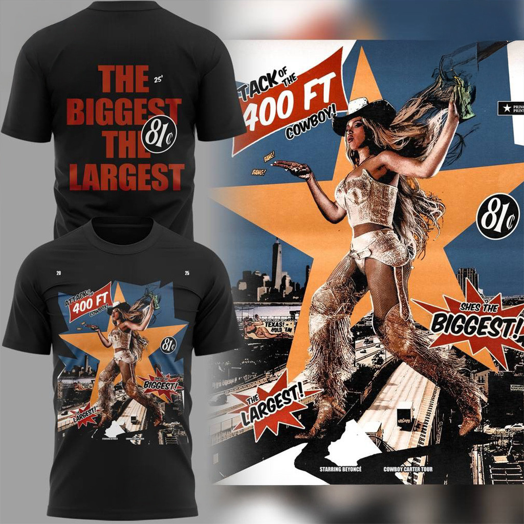 Starring Beyonce Attack Of The 400 Ft Cowboy Special T-Shirt Fan Merch Gifts For Him-1