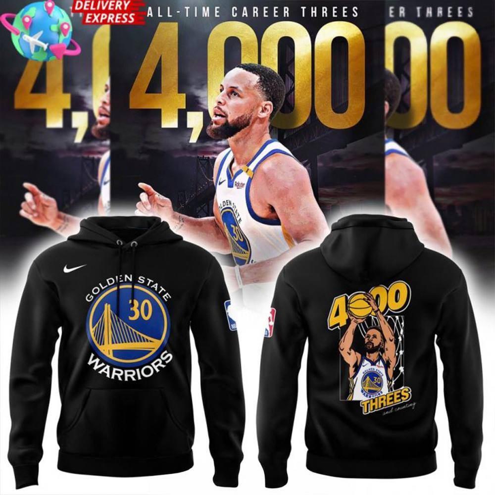 Stephen Curry Warriors 4000 Threes And Counting Special Black Hoodie Cool Gifts For Dad-1