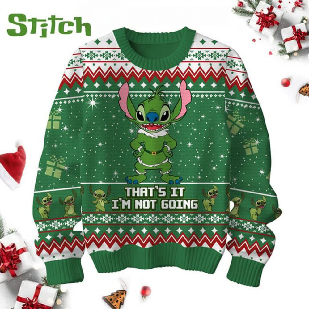 Stitch Merry Christmas That's It I'm Not Going Ugly Sweater Gifts For Fans-1
