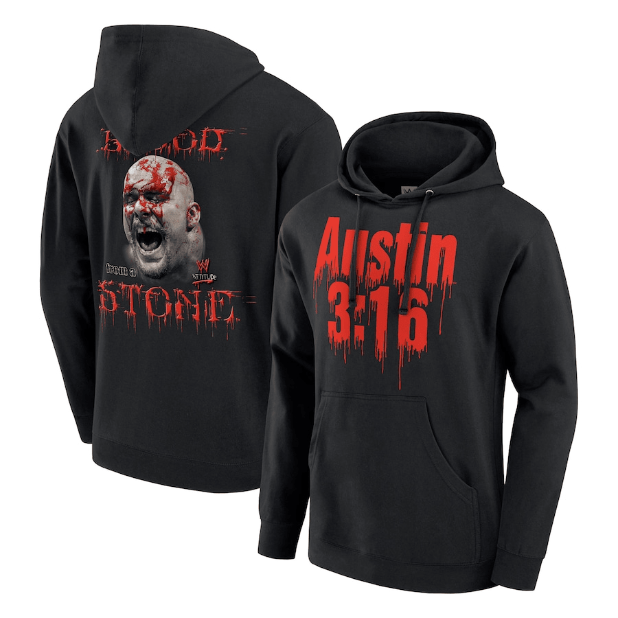 Stone Cold Steve Austin Merch Stone Cold Steve Austin 3'16 Blood Hoodie Top Father's Day Gifts-1