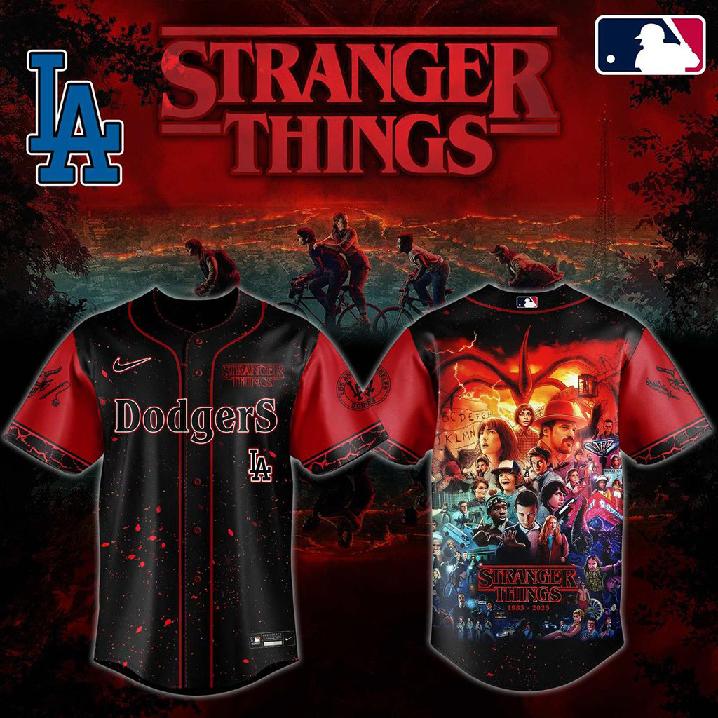 Stranger Things 5 Final Season Mix Los Angeles Dodgers 2025 Jersey Dodgers Merch Him Gifts-1