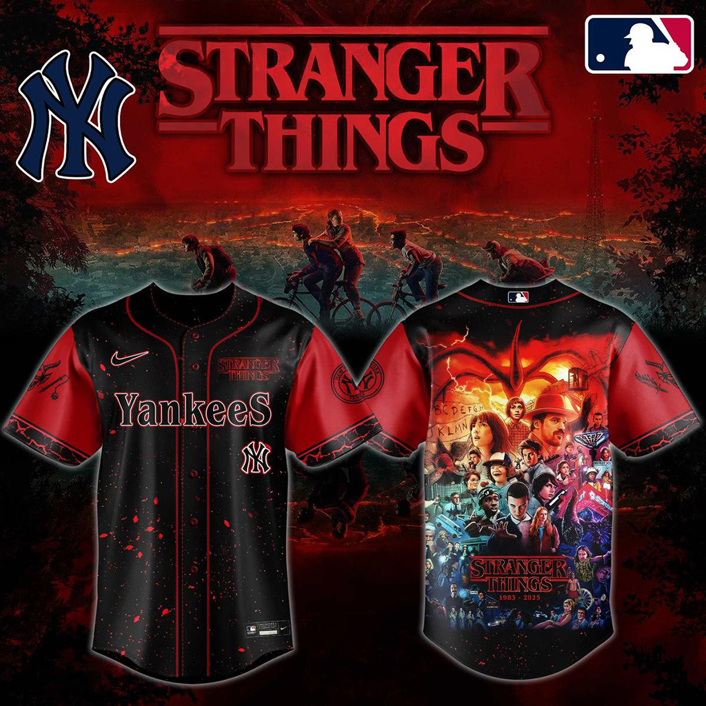 Stranger Things 5 Final Season Mix New York Yankees 2025 Jersey Yankees Merch Son Gifts-1