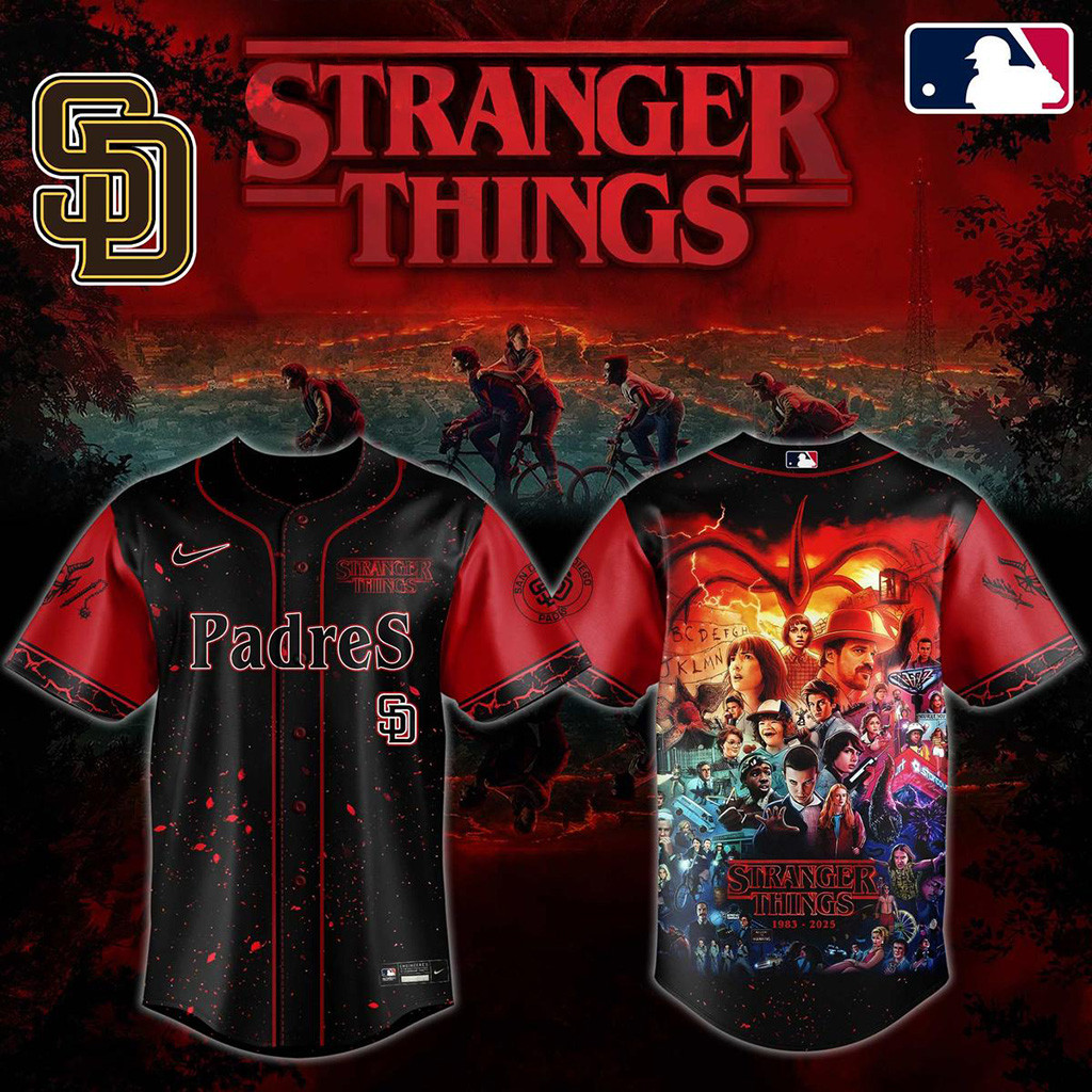 Stranger Things 5 Final Season Mix San Diego Padres 2025 Jersey Padres Merch Son Gifts-1