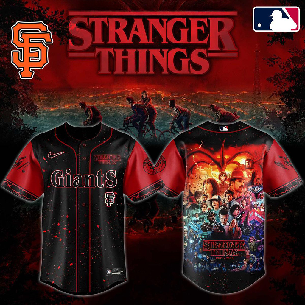 Stranger Things 5 Final Season Mix San Francisco Giants 2025 Jersey Giants Merch Husband Gifts-1